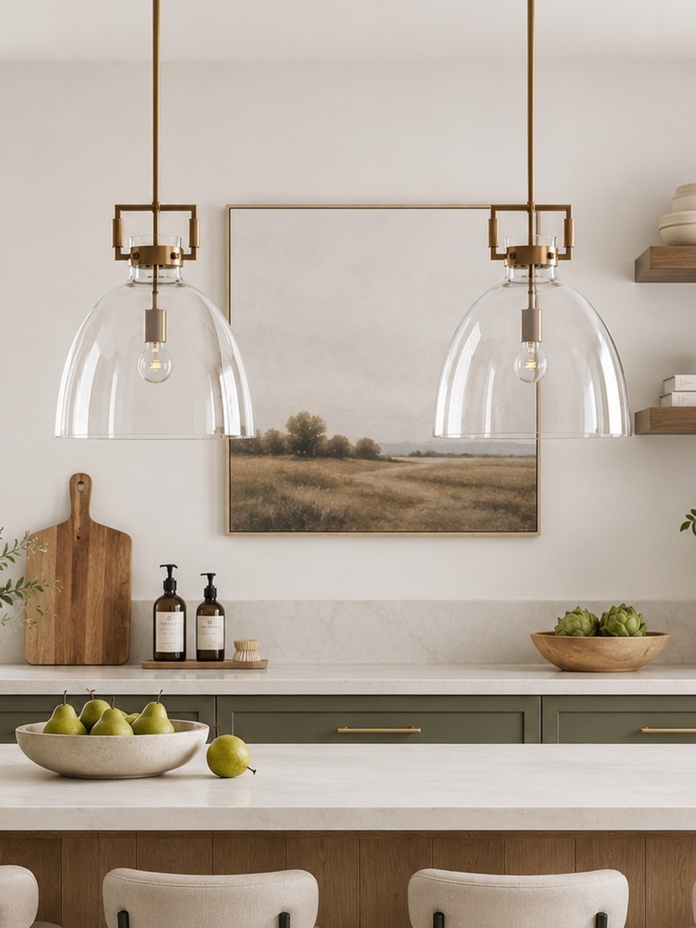Nathan James Leigh Gold Glass Pendant Light Adjustable Cord